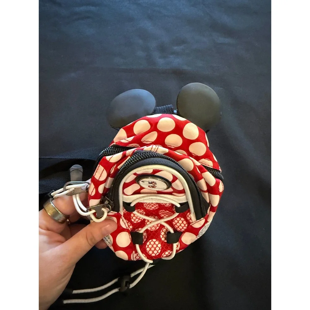 Disney Minnie Mouse Polka Dot Mini Backpack Crossbody Bag Red White Golfing Tag